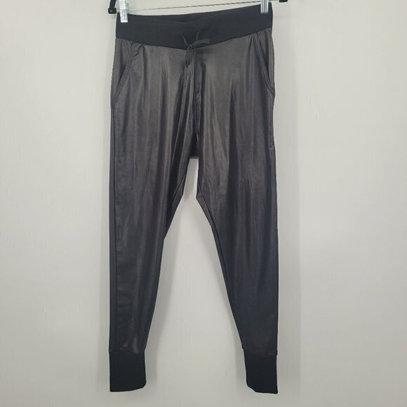 Vegan Leather Black Jogger - Picture 1 of 10